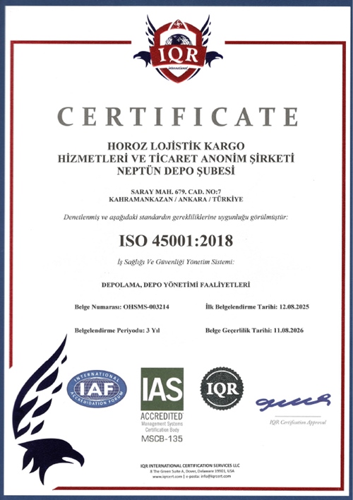 ISO 45001:2018 İŞ SAĞLIĞI VE GÜVENLİĞİ YÖNETİM SİSTEMİ