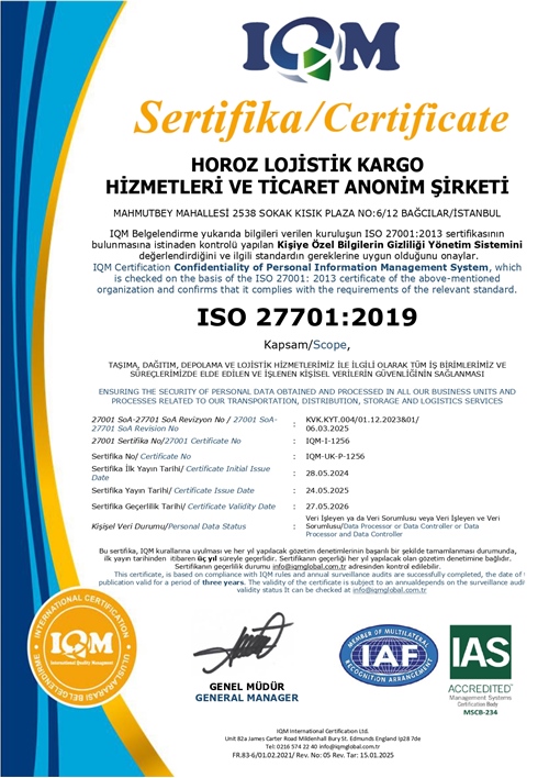 ISO 27701:2019 KİŞİSEL VERİLERİ KORUMA YÖNETİM SİSTEMİ