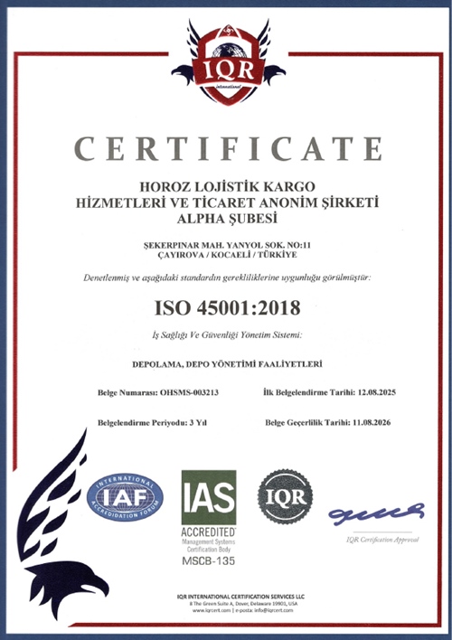 ISO 45001:2018 İŞ SAĞLIĞI VE GÜVENLİĞİ YÖNETİM SİSTEMİ