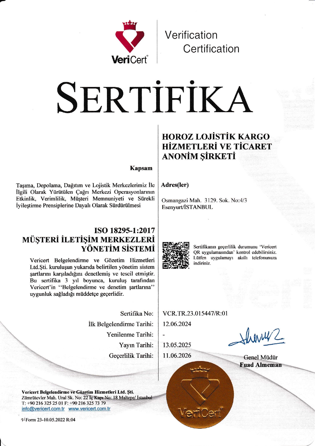 ISO 18295 MÜŞTERİ İLİŞKİLERİ YÖNETİM SİSTEMİ POLİTİKASI