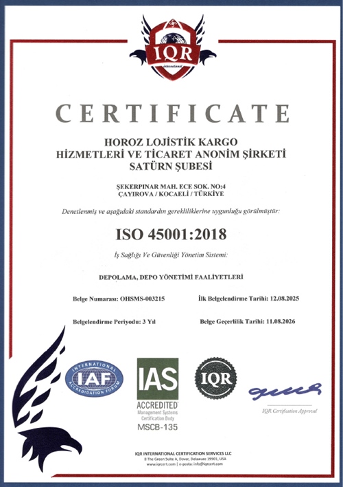 ISO 45001:2018 İŞ SAĞLIĞI VE GÜVENLİĞİ YÖNETİM SİSTEMİ
