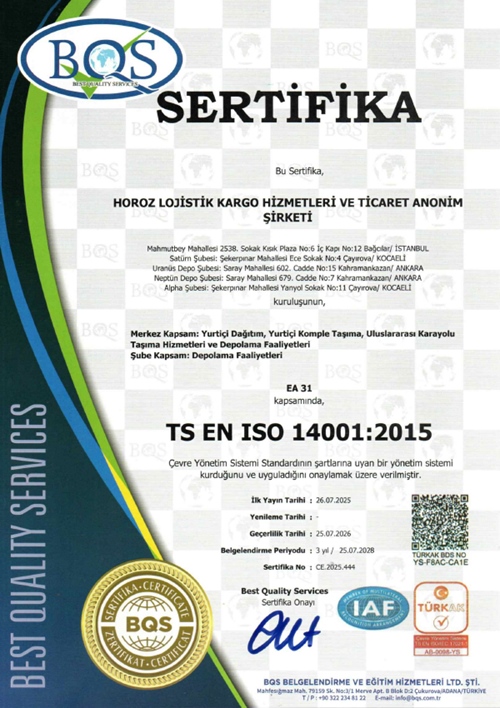 ISO 14001:2015 ÇEVRE YÖNETİM SİSTEMİ VE ISO 50001:2018 ENERJİ YÖNETİM SİSTEMİ