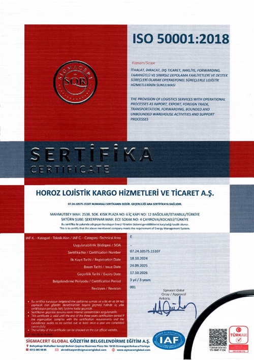 ISO 14001:2015 ÇEVRE YÖNETİM SİSTEMİ VE ISO 50001:2018 ENERJİ YÖNETİM SİSTEMİ